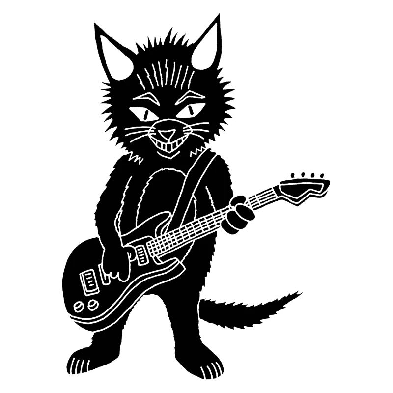 Chat noir guitariste