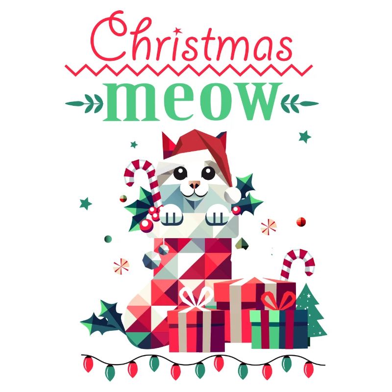Chat espiègle en bas - Style de Noël laid