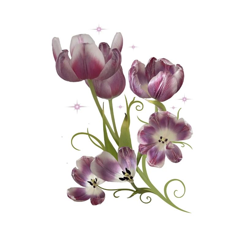 Tulips and Stars, Mixed Media Artwork