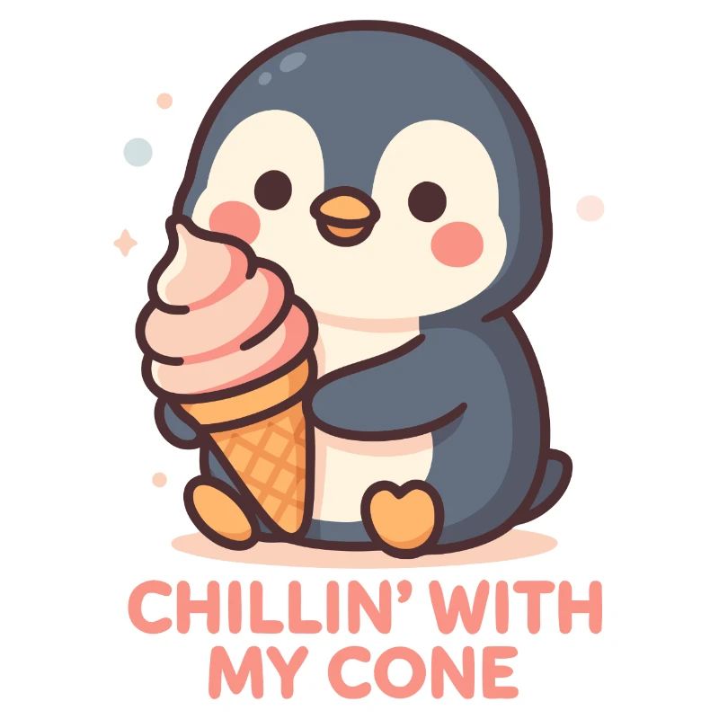 Pingouin mignon avec un design de cornet de glace
