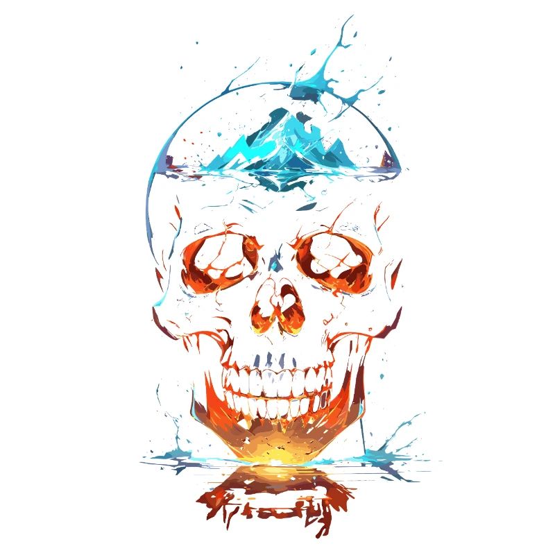 Crâne de Feu et Glace Éclatant