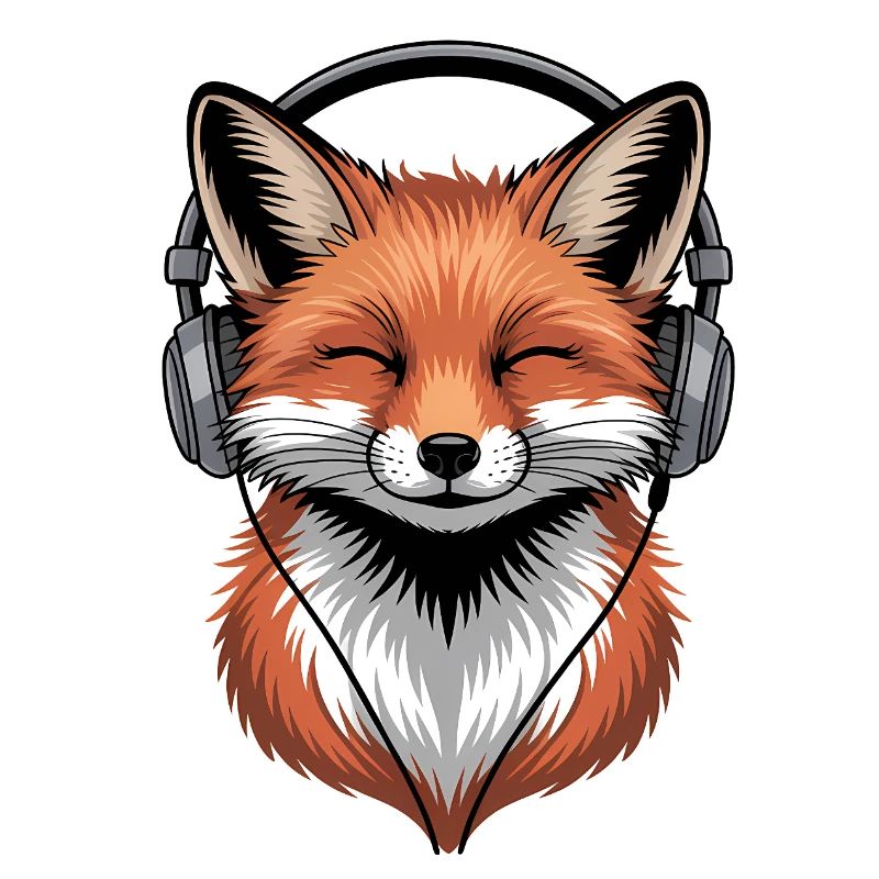 Fuchs mit Kopfhörern