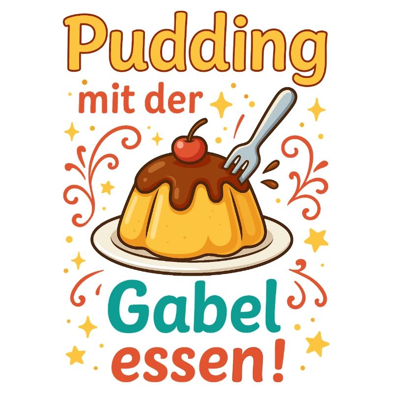 Pudding mit der Gabel Essen 