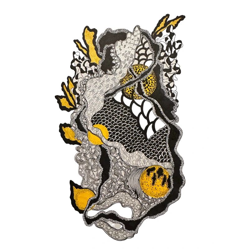 Organic Contrast Pattern Yellow Black