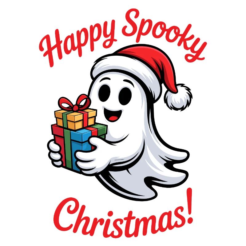 Fantôme de Noël effrayant avec cadeau