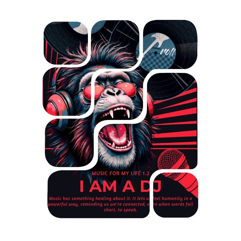 Singe DJ avec casque design néon