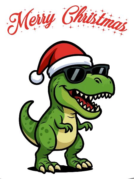 Christmas Dino with Sunglasses