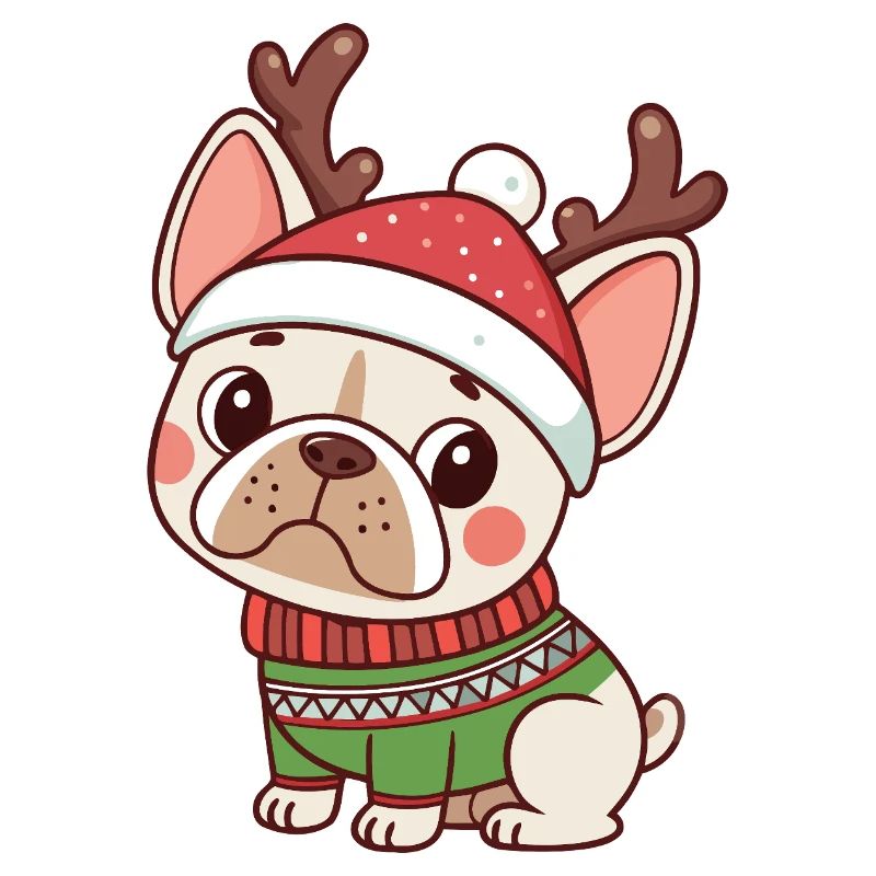 Chiot Noël Bonnet et Pull Vert