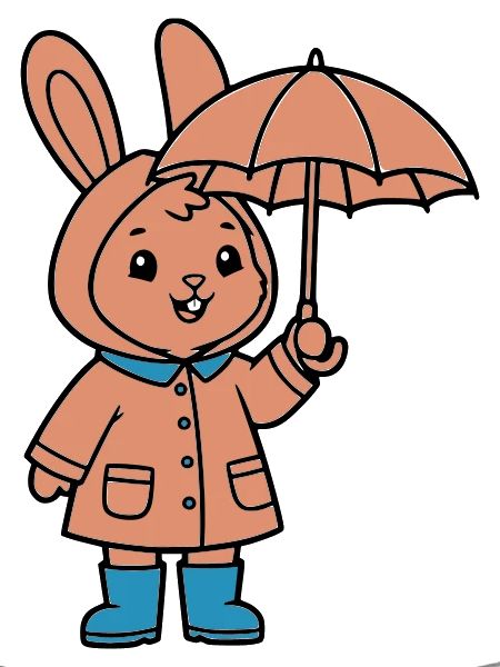 Cute Bunny Raincoat Umbrella