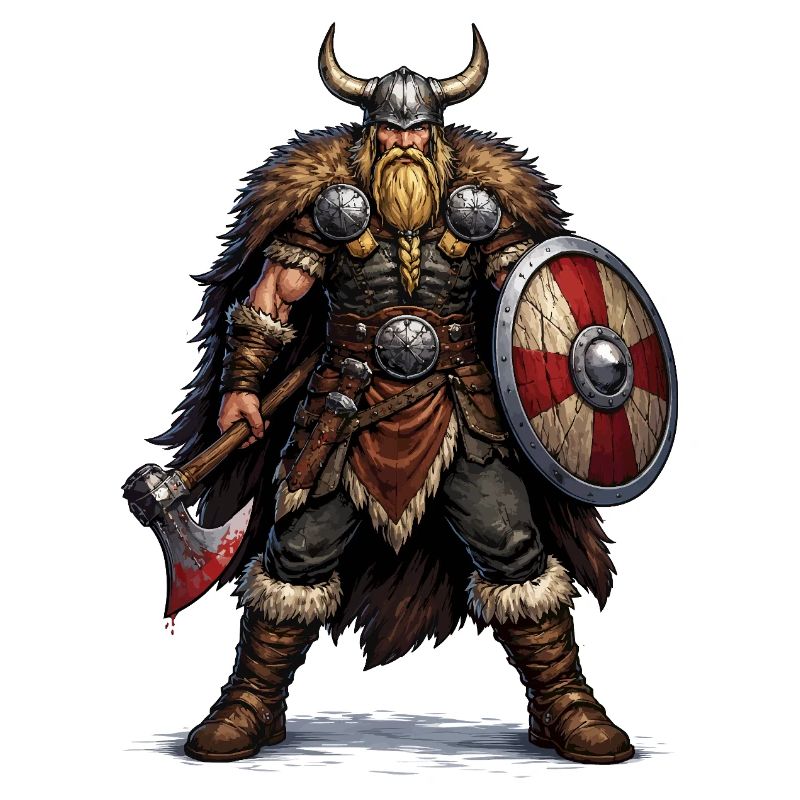 Viking Warrior with Shield and Axe
