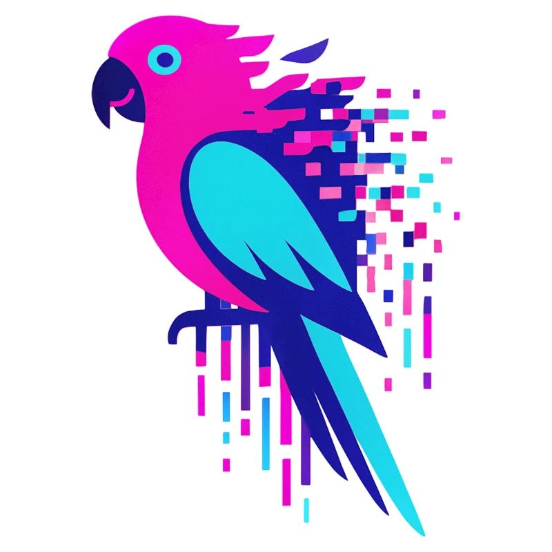 Glitch pixelated Geek parrot