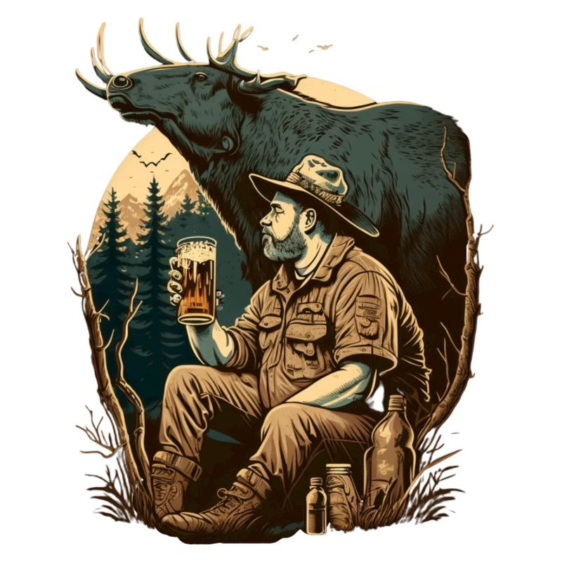 Jäger in der Natur mit Bier