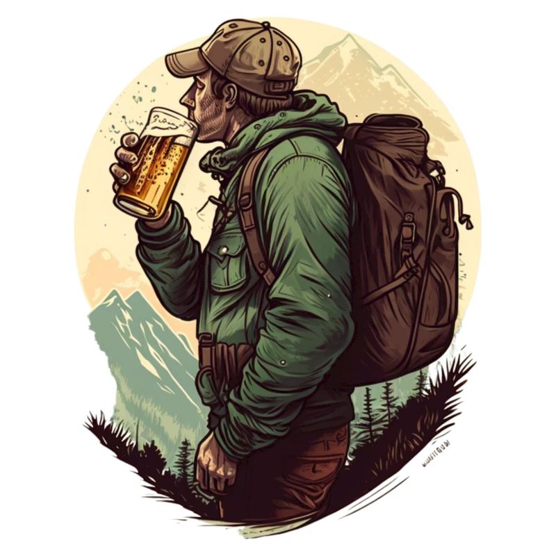 Wanderer mit Bier in den Bergen