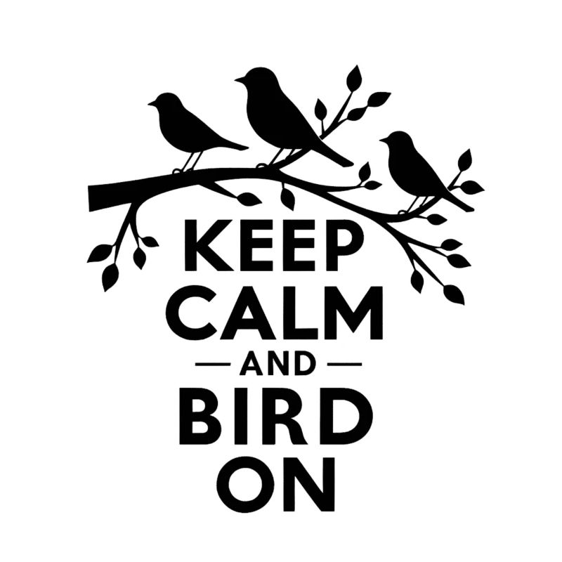 "reste calme et regarde les oiseaux" slogan