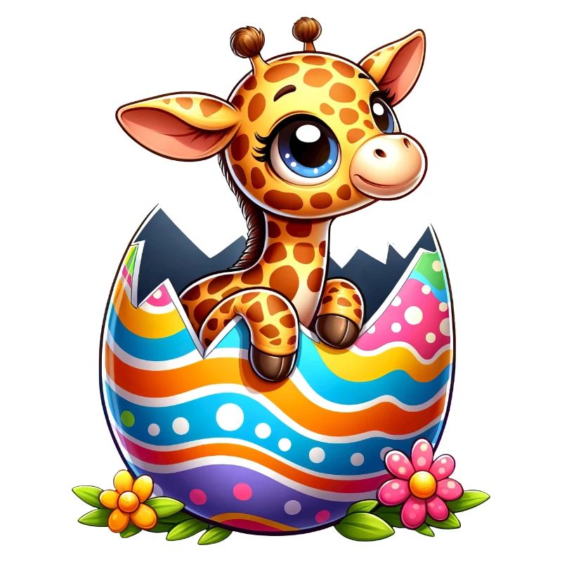 Cute Easter giraffe hatches from the Easter egg