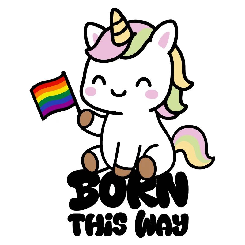 Kleines Einhorn mit Regenbogenfahne "Born this Way
