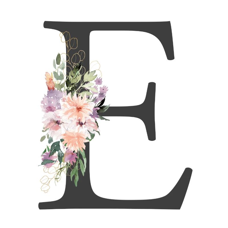 Lettre E, Monogramme, Fleurs