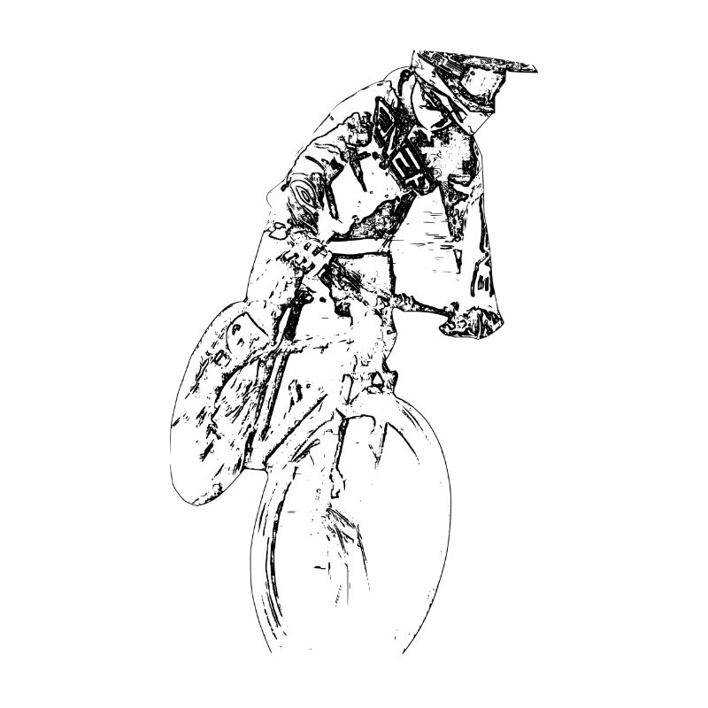 Mountainbiker, der Downhill fährt