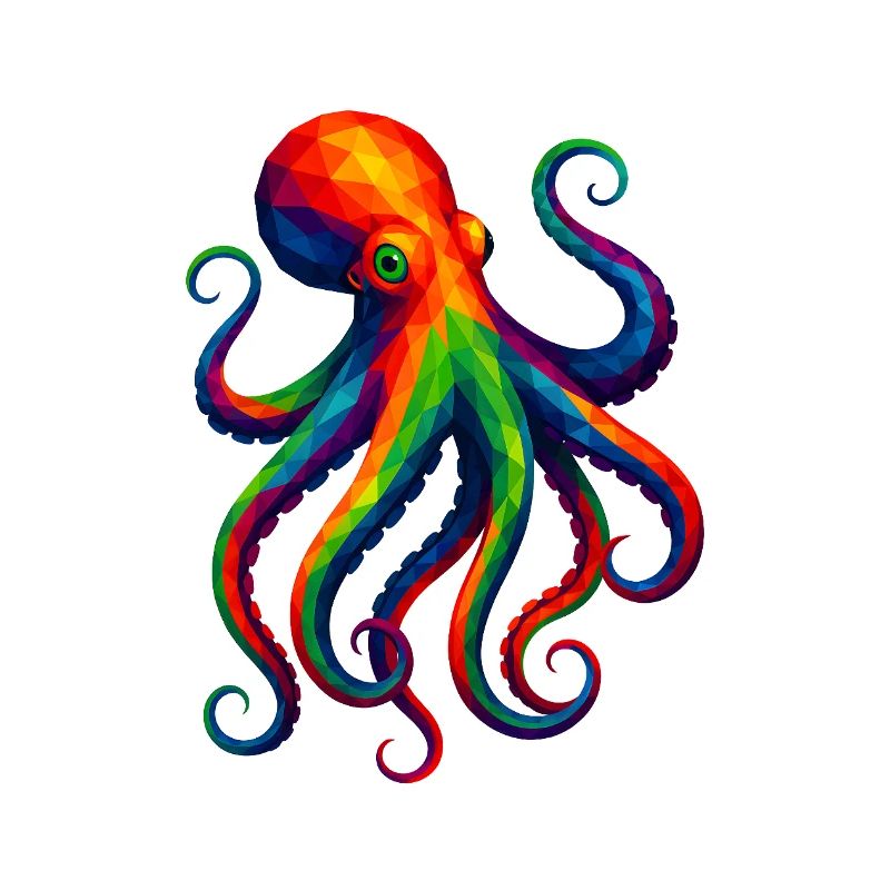 WPAP Style Polygon Animals - Octopus Octopus