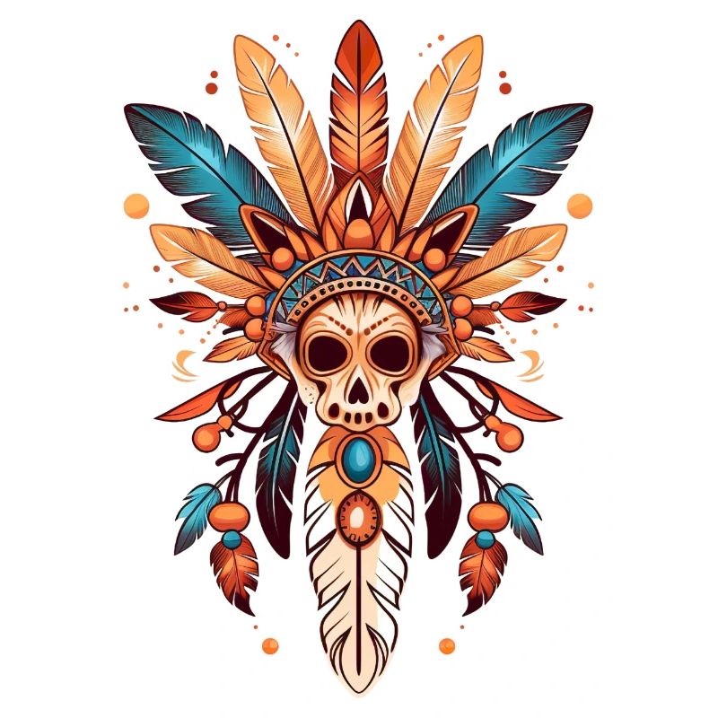 Sun Feathers Skull