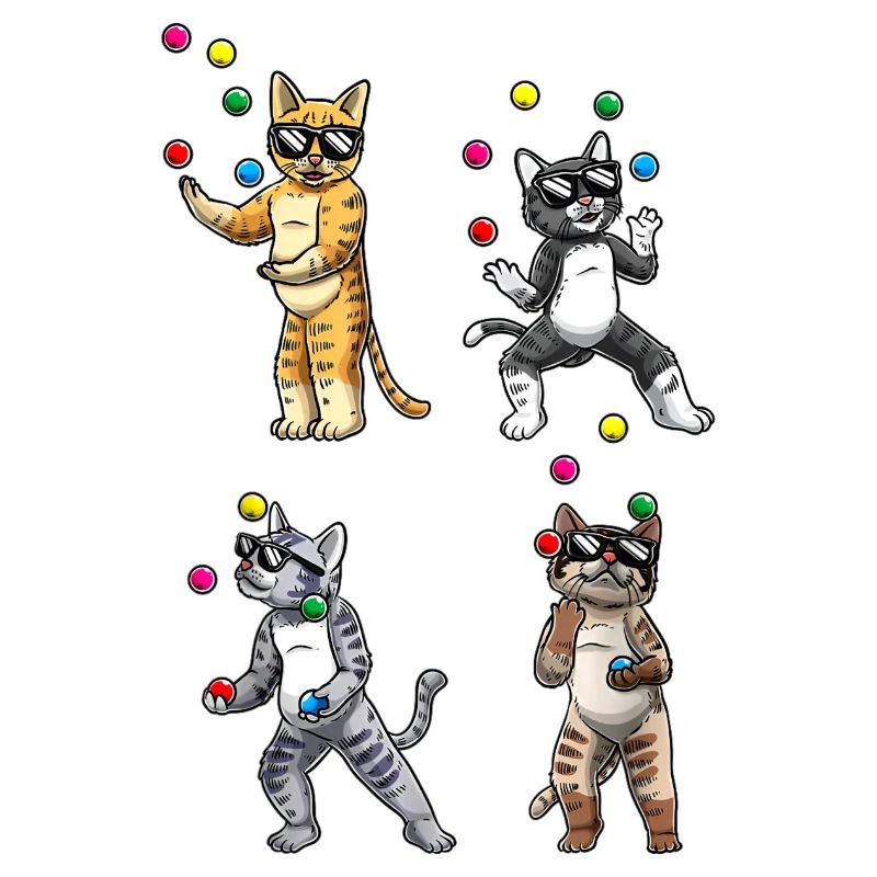 Jonglierende Sonnenbrille Cats Quartett