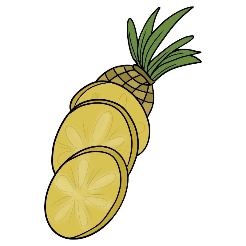 Illustration de dessin animé d’ananas tranché