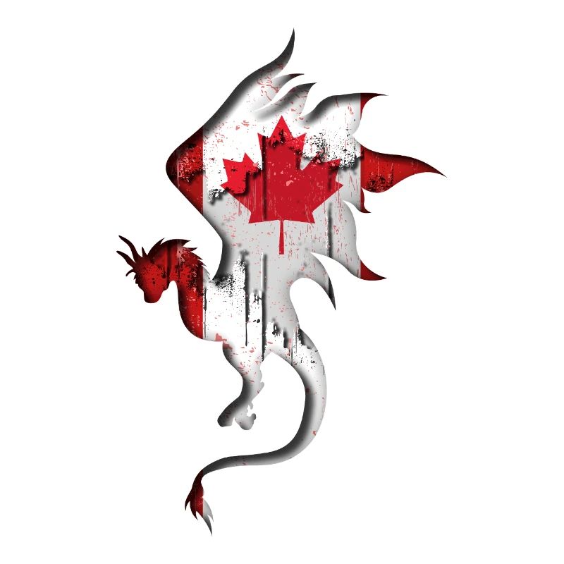 Drapeau du Canada - Canada - Silhouette de dragon