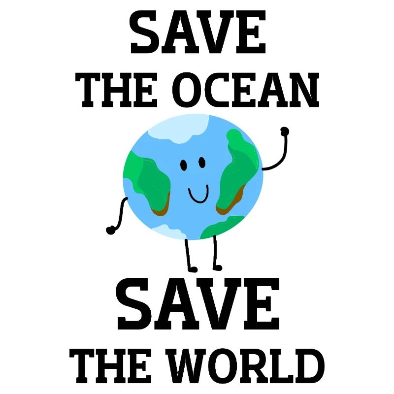 Save the ocean save the world. Smiling earth