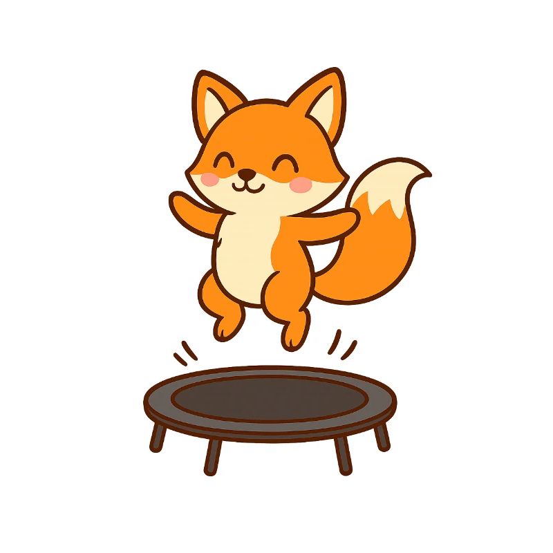 Cute fox on trampoline