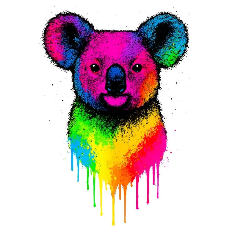 Éclaboussures de néon Koala arc-en-ciel