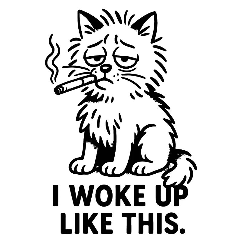 Drôle de design de chat, je me suis réveillé comme ça