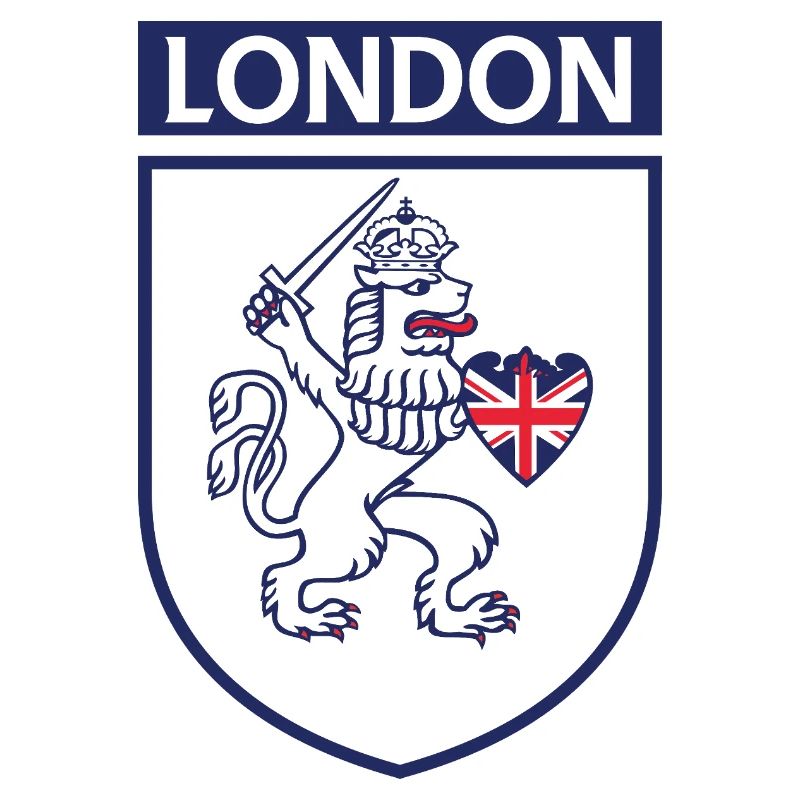 Englischer Löwe im Schild mit Union Jack