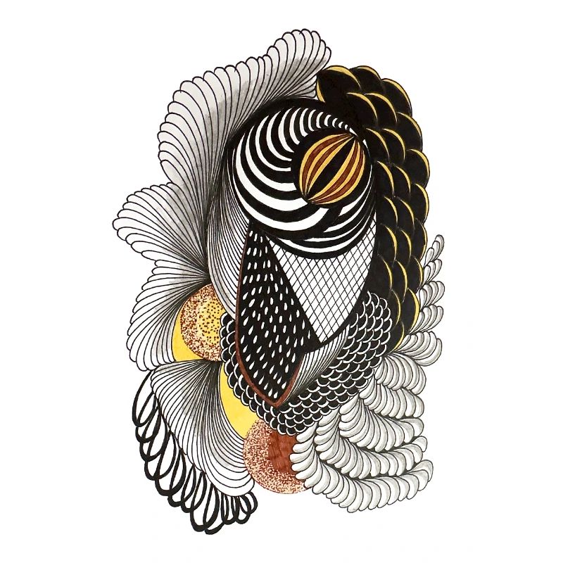 Geometric line drawing with scale pattern