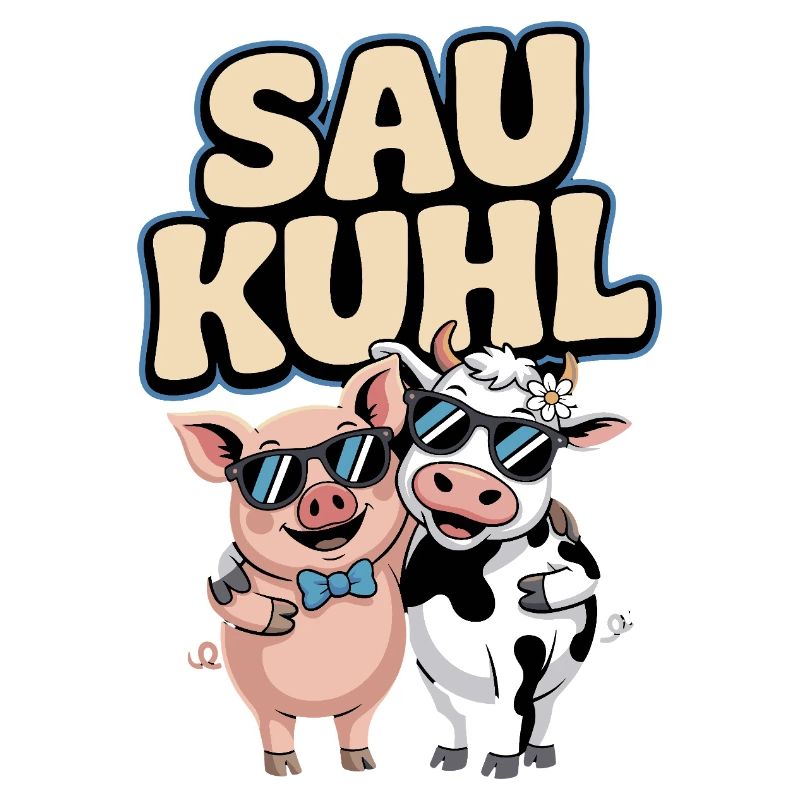 Semer Cool Cochon Et Vache Avec Lunettes De Soleil