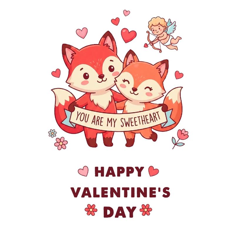 Renards complices de Saint-Valentin
