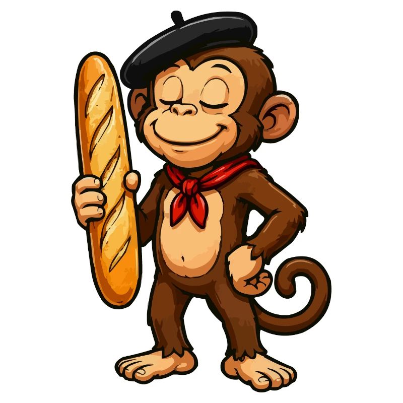 Baguette singe avec béret