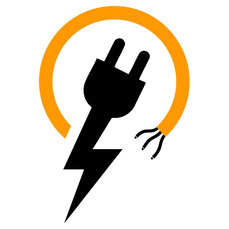 Logo d’électricien avec éclair et prise