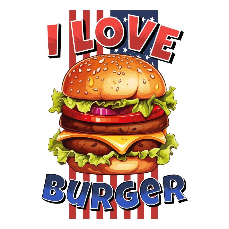 I Love Burger Hamburger Cheeseburger Restauration rapide États-Unis