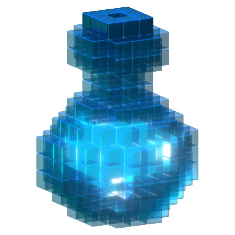 Witch Wizard Magic Potion Cube Bottle Ocean Blue