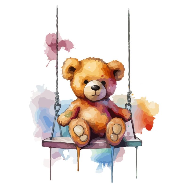 Teddy bear on her swing