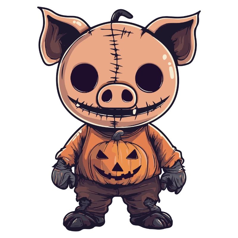 Pig Halloween Comic Funny