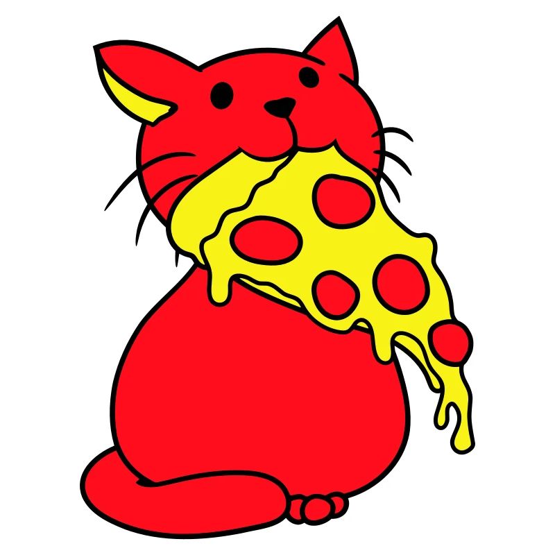 Chat mangeant du salami Pizza Faim Restauration rapide