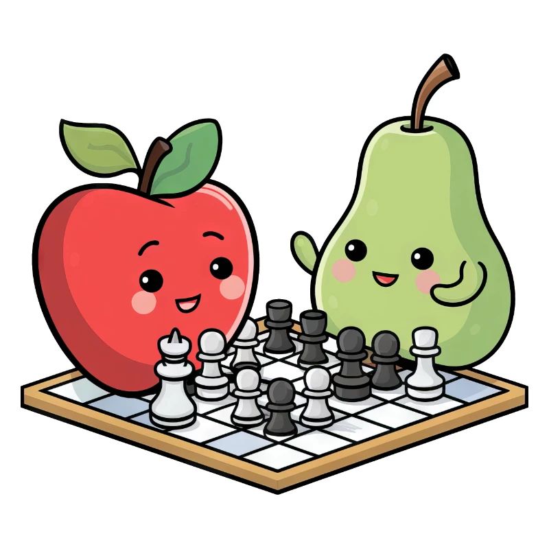 Kawaii Schach Apfel Birne Comic