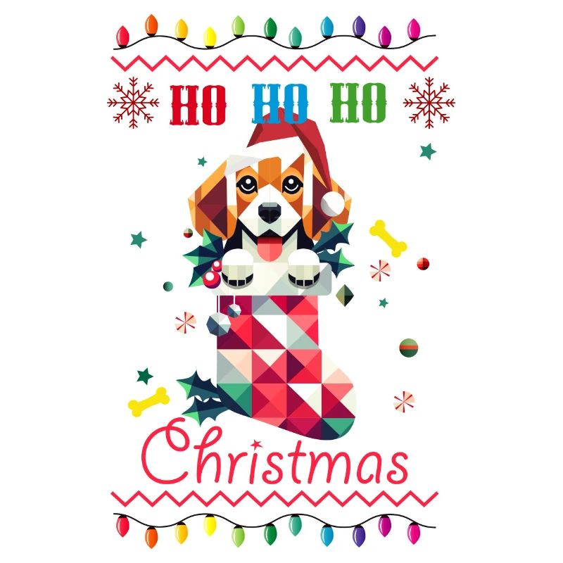 Beagle en bas de Noël dans le style moche de Noël