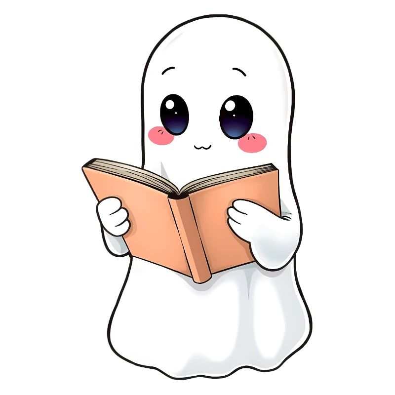 Ghost reads a book