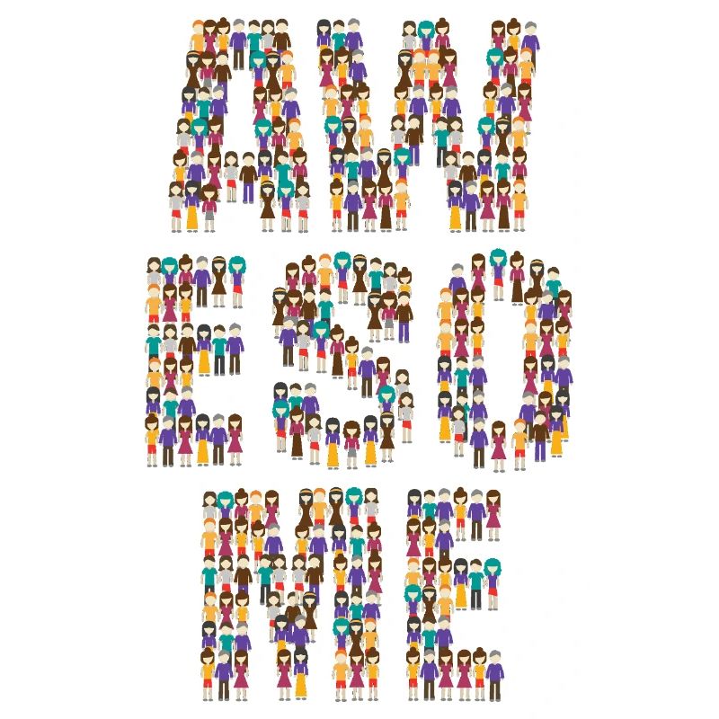 Foule impressionnante de caractères divers Typographie