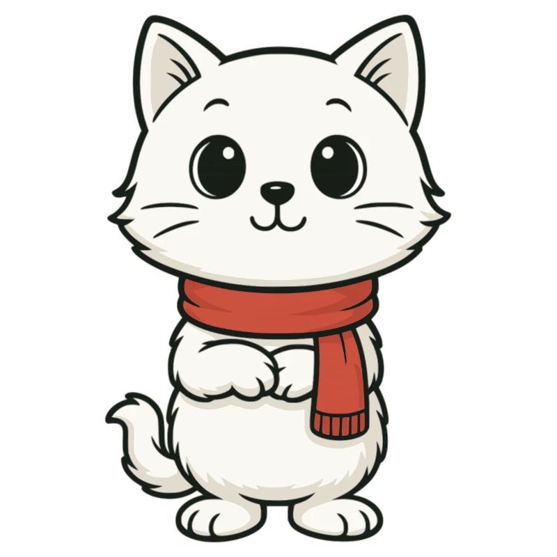 Cuddly kitten with red scarf