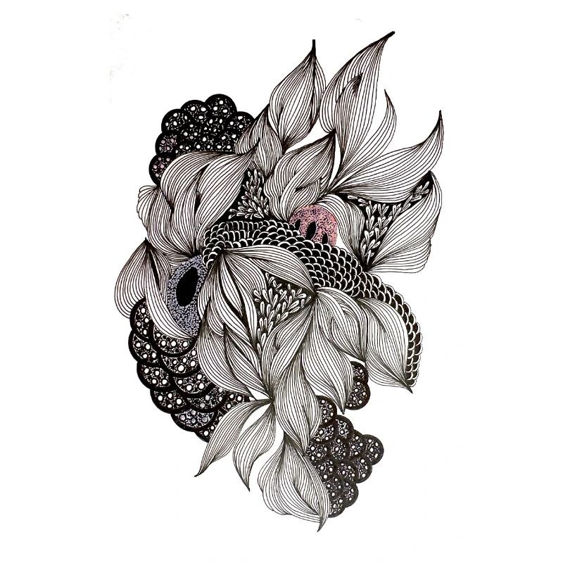 Spirale florale noire et blanche