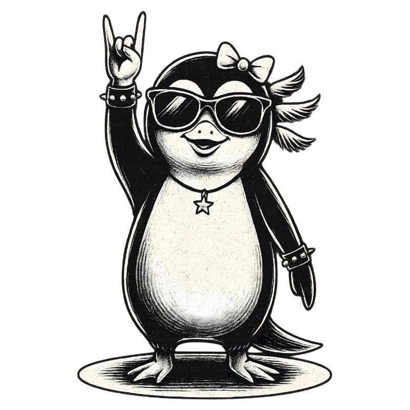 Rocking penguin with sunglasses