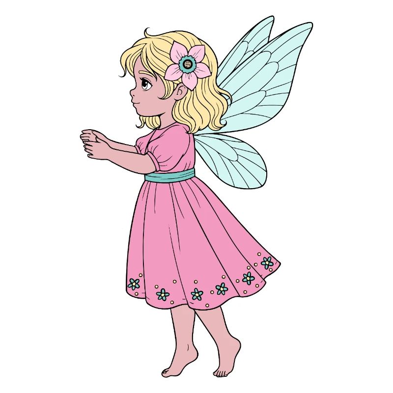 Mignonne Fée en robe rose